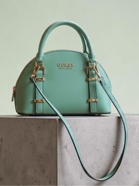 Guess Cleveland Mini Satchel Turquoise Detachable Shoulder Crossbody Strap NWOT